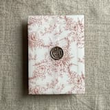 "Rust poppy floral toile printed vellum wrap for 5x7 card | pack of 10" - Invitation Jackets and Overlays in copper by Ivory Invitations