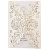 "Cream Laser Cut Invitation Cover for 5x7 Card | Set of 10 | Envelopes Included" - Invitation Jackets and Overlays in beige by Self Stationery