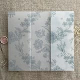"Venetian floral lace steel blue color printed vellum wrap for 5x7 card | pack of 10" - Invitation Jackets and Overlays in blue by Ivory Invitations