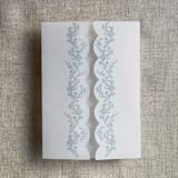 "Steel blue floral printed scallop edge vellum wrap for 5x7 card | pack of 10" - Invitation Jackets and Overlays in blue by Ivory Invitations