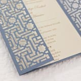"Custom Laser Cut Gatefold Jacket for 5x7 Invitation | Set of 10 | Envelopes Included" - Invitation Jackets and Overlays in blue by Self Stationery