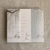 "Mocha willow and swan vellum vellum wrap for 5x7 card | pack of 10" - Invitation Jackets and Overlays in brown by Ivory Invitations