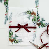 "Winter Pine Vellum Jacket | Set of 10 Vellum Jackets" - Invitation Jackets and Overlays in green by Nikki Turner