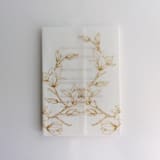 "Golden Magnolia flowers printed vellum wrap for 5x7 card  | pack of 10" - Invitation Jackets and Overlays in gold by Ivory Invitations