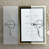 "Black ribbon bow printed vellum wrap for 5x7 card | pack of 10" - Invitation Jackets and Overlays in black by Ivory Invitations