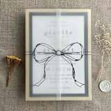 "Black ribbon bow printed vellum wrap for 5x7 card | pack of 10" - Invitation Jackets and Overlays in black by Ivory Invitations