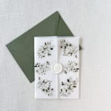 "White Neutral Wildflower Vellum Jacket for Wedding Invitations | Set of 10" - Invitation Jackets and Overlays in white by Eva Friesen