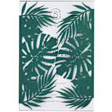 "Tropical Monstera Leaf Laser Cut Dark Green Covers for 5x7 Invitation | Set of 10| Envelopes Included" - Invitation Jackets and Overlays in green by Self Stationery