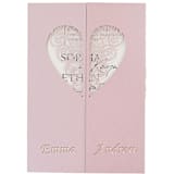 "NEW!!! Your Names On The Cover, Pink Metallic Laser Cut Covers with Heart for 5x7 card | Set of 10 | Envelopes Included" - Invitation Jackets and Overlays in pink by Self Stationery
