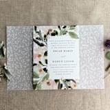"White ink print Leafy branch mesh printed vellum wrap for 5x7 card | pack of 10" - Invitation Jackets and Overlays in white by Ivory Invitations