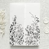 "Black Botanical Vellum Jacket for 5x7 Wedding Invitations, Minimalist Plant Motif Wrap, Custom Color | Set of 10" - Invitation Jackets and Overlays in black by Self Stationery