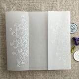"White print flower arrangement printed vellum wrap for 5x7 card | pack of 10" - Invitation Jackets and Overlays in white by Ivory Invitations