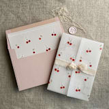 "Sweet cherries printed vellum wraps for 5x7 cards | pack of 10" - Invitation Jackets and Overlays in multicolorassorted-colors by Ivory Invitations