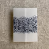 "Deep blue ruffled floral lace printed vellum wrap for 5x7 card | pack of 10" - Invitation Jackets and Overlays in blue by Ivory Invitations