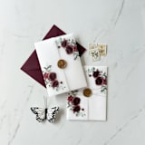 "Burgundy floral vellum wrap | Set of 10" - Invitation Jackets and Overlays in red by Eva Friesen