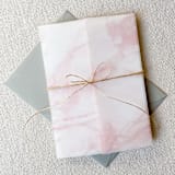 "Blush Marble Vellum Jacket | Set of 10" - Invitation Jackets and Overlays in pink by Megan Tendler