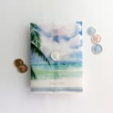 "Kai watercolor effect seaside landscape printed vellum wrap for 5x7 card | pack of 10" - Invitation Jackets and Overlays in natural by Ivory Invitations