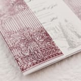 "Custom Baroque Gate Garden Design Wedding Vellum Jacket, Wine Print, Set of 10" - Invitation Jackets and Overlays in red by Self Stationery