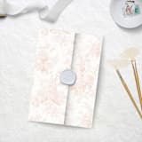 "Peach Vellum Wrap in French Toile Pattern for 5 x 7 Invitations and Cards" - Invitation Jackets and Overlays in beige by Caroline Russo