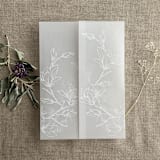 "White ink print Magnolia flowers vellum wrap for 5x7 card | pack of 10" - Invitation Jackets and Overlays in white by Ivory Invitations