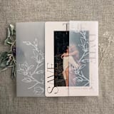 "White ink print Magnolia flowers vellum wrap for 5x7 card | pack of 10" - Invitation Jackets and Overlays in white by Ivory Invitations