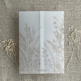 "Cashmere English botanical garden floral printed vellum wrap for 5x7 card | pack of 10" - Invitation Jackets and Overlays in beige by Ivory Invitations