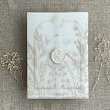 "Cashmere English botanical garden floral printed vellum wrap for 5x7 card | pack of 10" - Invitation Jackets and Overlays in beige by Ivory Invitations