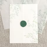 "Delicate greenery vellum wrap for invitations | Set of 10" - Invitation Jackets and Overlays in green by Maria Ferrer G.