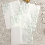 "Delicate greenery vellum wrap for invitations | Set of 10" - Invitation Jackets and Overlays in green by Maria Ferrer G.