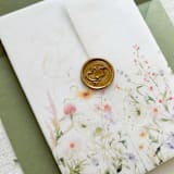 "Wildflower Vellum Jacket for 5x7 Wedding Invitations, Translucent Botanical Wrap | Set of 10" - Invitation Jackets and Overlays in multicolor by Self Stationery