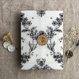"Venetian floral lace black color printed vellum wrap for 5x7 card | pack of 10" - Invitation Jackets and Overlays in black by Ivory Invitations