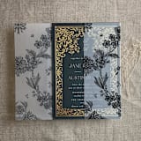 "Venetian floral lace black color printed vellum wrap for 5x7 card | pack of 10" - Invitation Jackets and Overlays in black by Ivory Invitations