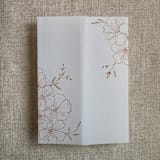 "Minimalist Peachy camelia flowers rust printed vellum wrap for 5x7 card | pack of 10" - Invitation Jackets and Overlays in copper by Ivory Invitations