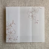 "Minimalist Peachy camelia flowers rust printed vellum wrap for 5x7 card | pack of 10" - Invitation Jackets and Overlays in copper by Ivory Invitations