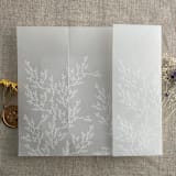 "Alice White botanic French toile leafy branch pattern printed vellum wrap for 5x7 card | pack of 10" - Invitation Jackets and Overlays in white by Ivory Invitations