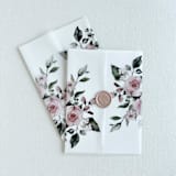 "Dusty rose floral vellum wedding wraps | Set of 10" - Invitation Jackets and Overlays in pink by Eva Friesen
