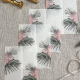 "Tropical leaves and hibiscus vellum wrap | Set of 10" - Invitation Jackets and Overlays in multicolorassorted-colors by Maria Ferrer G.