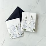"Blue Floral and Greenery Vellum Jacket for Wedding Invitations | Set of 10" - Invitation Jackets and Overlays in blue by Eva Friesen