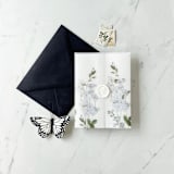 "Blue Floral and Greenery Vellum Jacket for Wedding Invitations | Set of 10" - Invitation Jackets and Overlays in blue by Eva Friesen