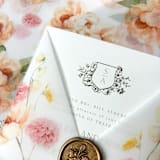 "Tuxedo Cut Garden Party Vellum Jacket | Set of 10" - Invitation Jackets and Overlays in multicolor by Megan Tendler