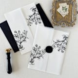 "Cherry Blossom Vellum Jacket | Set of 10" - Invitation Jackets and Overlays in black by Eva Friesen