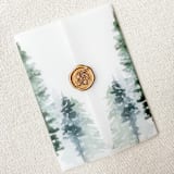 "Pine Forest Vellum Jacket | Set of 10" - Invitation Jackets and Overlays in green by Megan Tendler