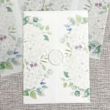 "White hydrangeas vellum warps for 5x7 invitations | Set of 10" - Invitation Jackets and Overlays in multicolorassorted-colors by Maria Ferrer G.