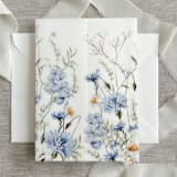 "Blue floral garden vellum jackets for invitations | Set of 10" - Invitation Jackets and Overlays in blue by Maria Ferrer G.