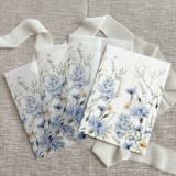 "Blue floral garden vellum jackets for invitations | Set of 10" - Invitation Jackets and Overlays in blue by Maria Ferrer G.