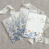 "Blue floral garden vellum jackets for invitations | Set of 10" - Invitation Jackets and Overlays in blue by Maria Ferrer G.