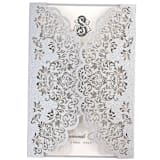 "Silver Laser Cut Invitation Cover for 5x7 Card | Set of 10 | Envelopes Included" - Invitation Jackets and Overlays in silver by Self Stationery