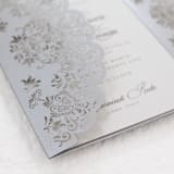 "Silver Laser Cut Invitation Cover for 5x7 Card | Set of 10 | Envelopes Included" - Invitation Jackets and Overlays in silver by Self Stationery