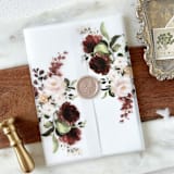 "Burgundy and Blush Floral Vellum Wrap | Set of 10" - Invitation Jackets and Overlays in multicolor by Eva Friesen