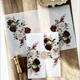 "Burgundy and Blush Floral Vellum Wrap | Set of 10" - Invitation Jackets and Overlays in multicolor by Eva Friesen